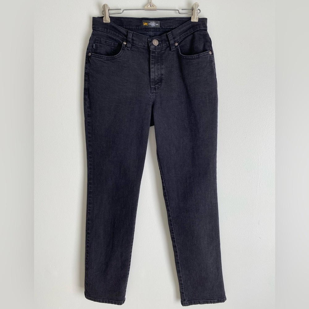Lee Straight Leg Mid Rise Jeans Black Wash